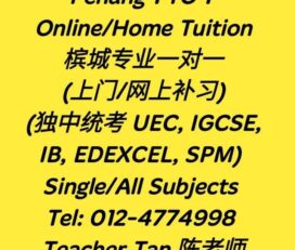 Penang Home Tuition 槟城一对一家庭补习 (独中统考 UEC, IGCSE, IB, EDEXCEL, SPM)